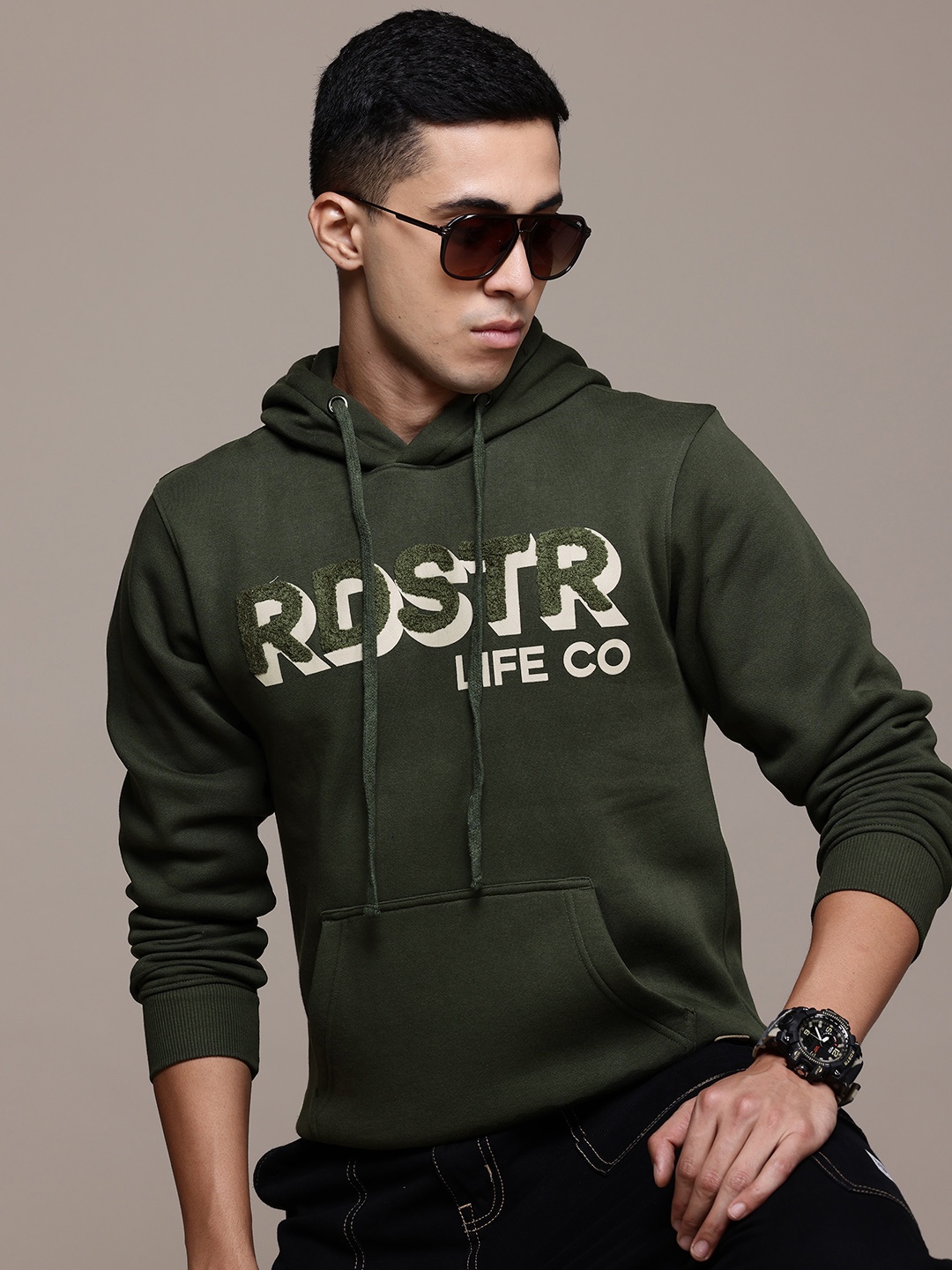 

The Roadster Lifestyle Co. Hooded Embroidered Sweatshirt, Olive