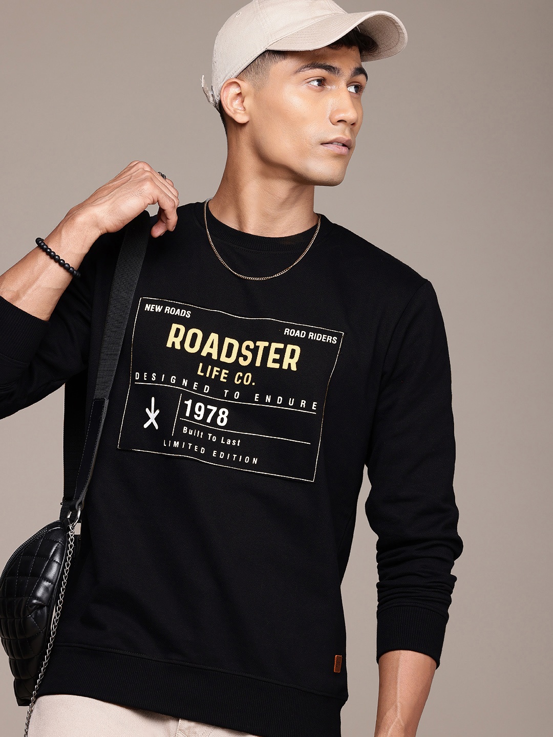 

The Roadster Life Co. Brand Logo Printed Pullover Sweatshirt, Black