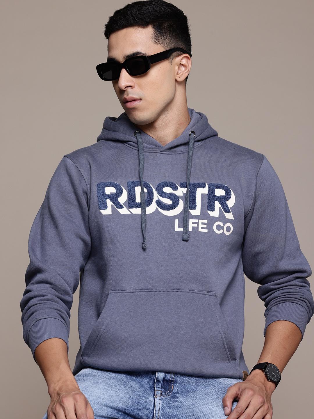 

The Roadster Lifestyle Co. Printed Hooded Sweatshirt, Blue