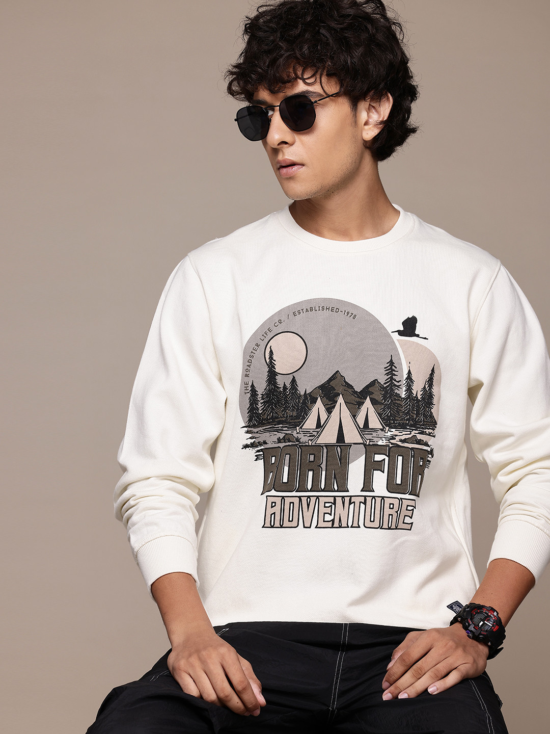 

The Roadster Lifestyle Co. Printed Pullover Sweatshirt, White