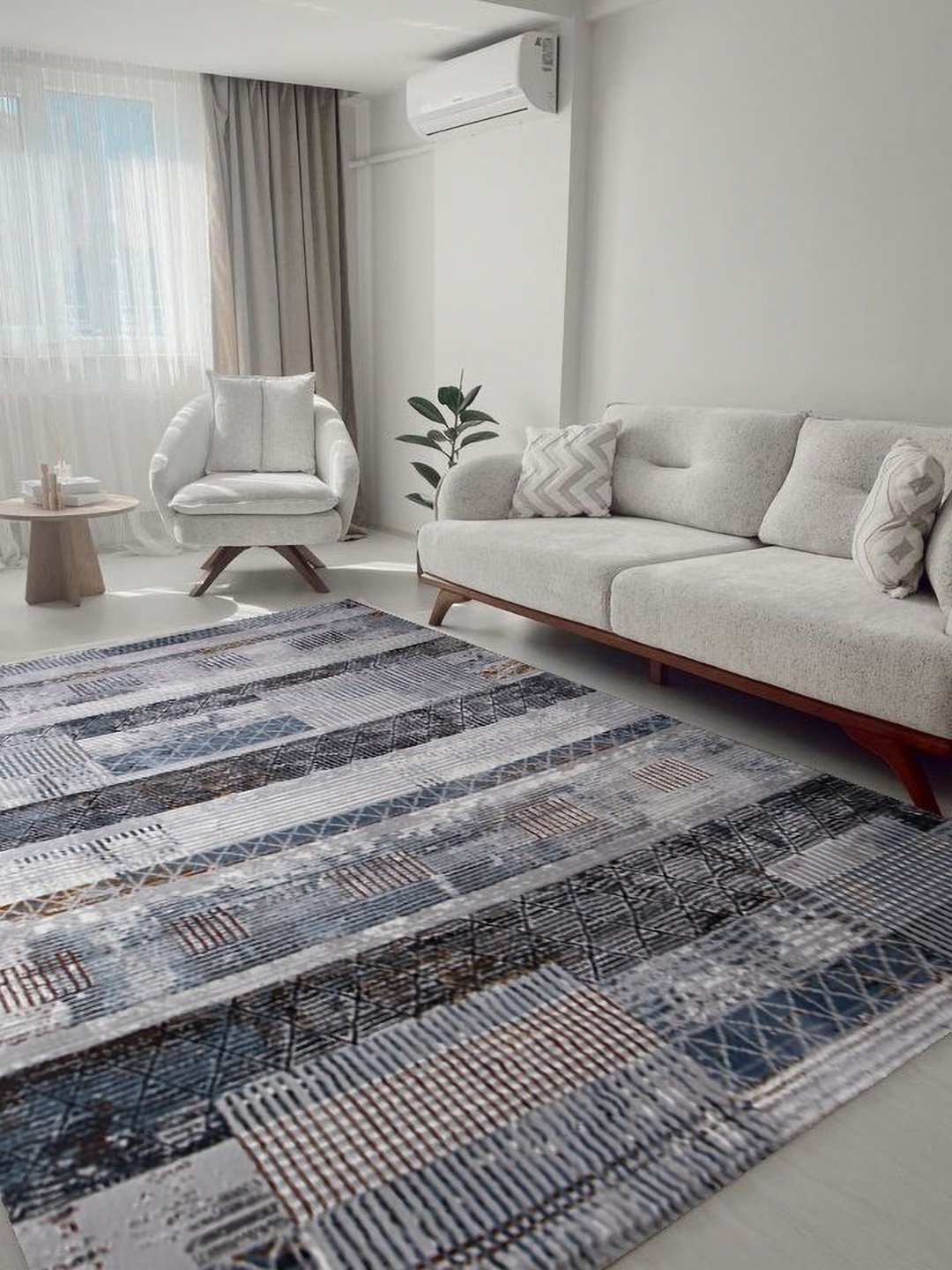 STUDIOHMK Grey Anti-Skid Carpet & Rug