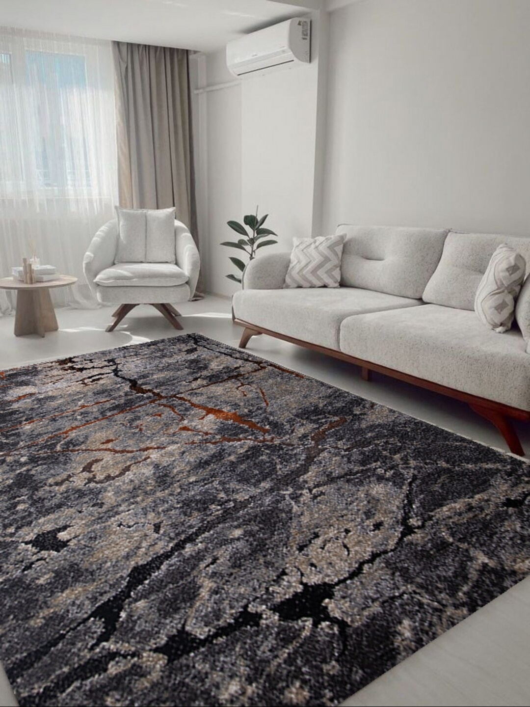 

STUDIOHMK Black Abstract Anti-Skid Carpet