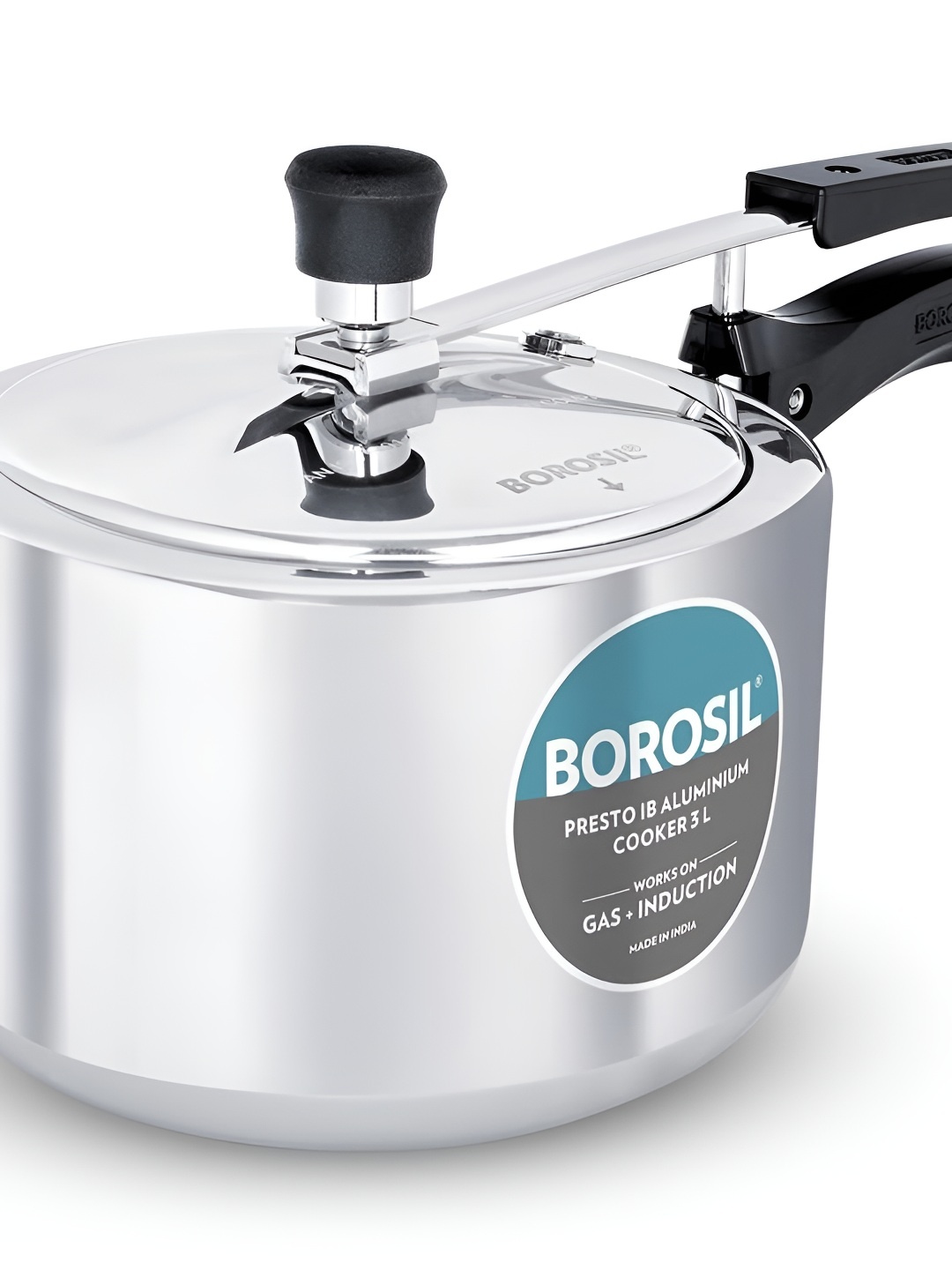 BOROSIL Presto Aluminum Induction Base Pressure Cooker-3L, Steel