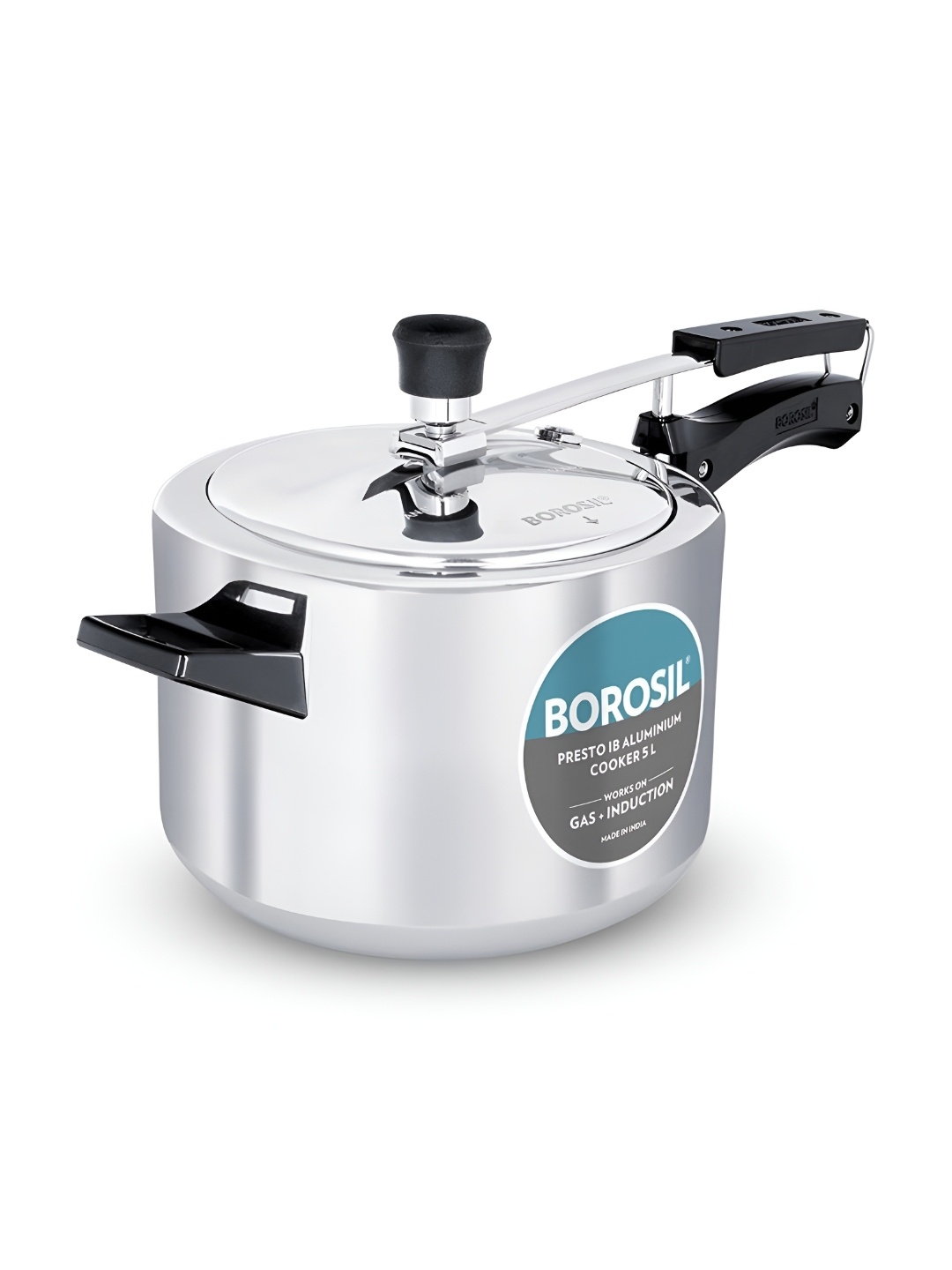 

BOROSIL Presto Aluminium Induction Base Inner Lid Pressure Cooker 5L, Steel