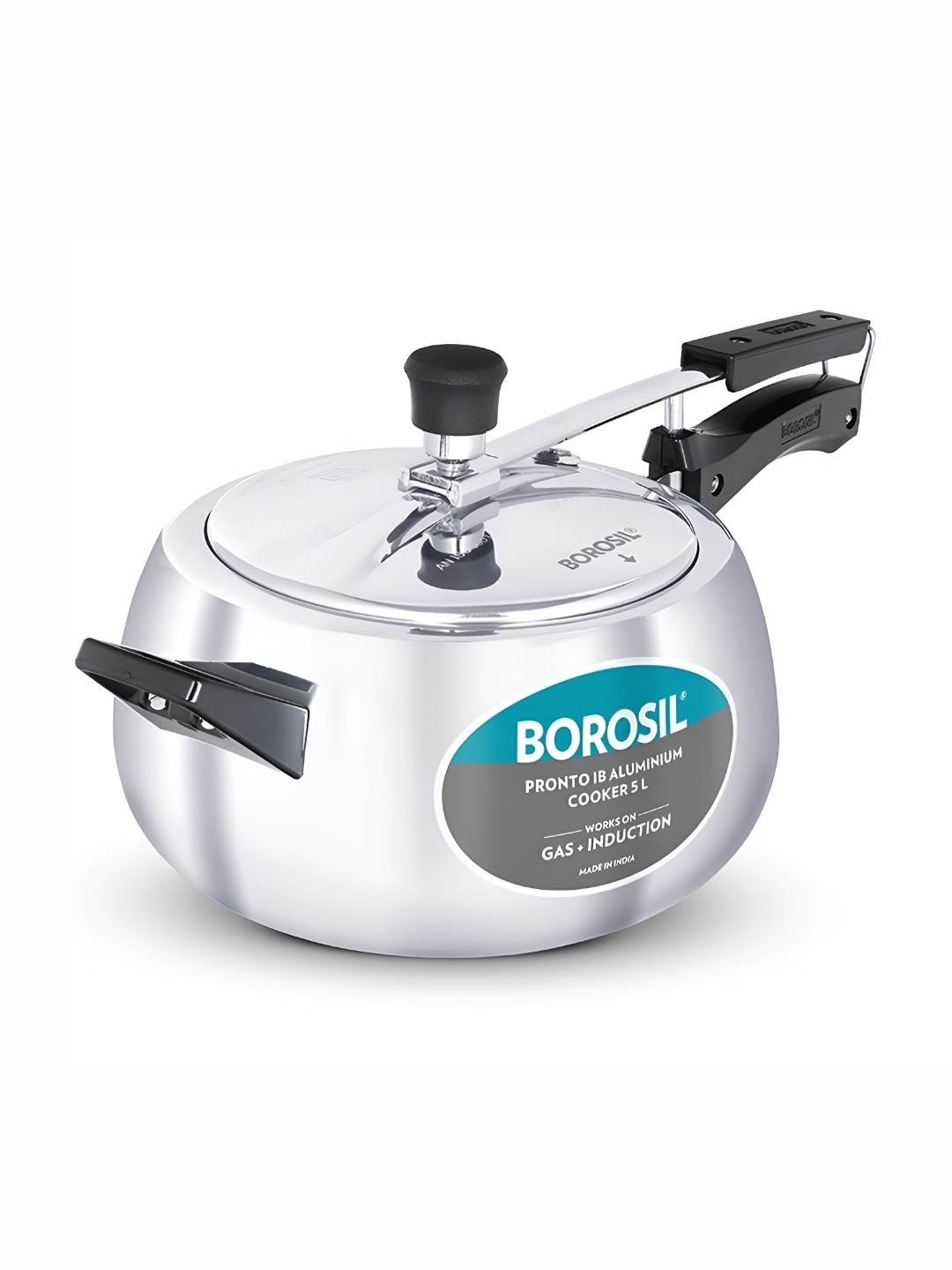 

BOROSIL Pronto Aluminium Induction Base Pressure Cooker- 5L, White