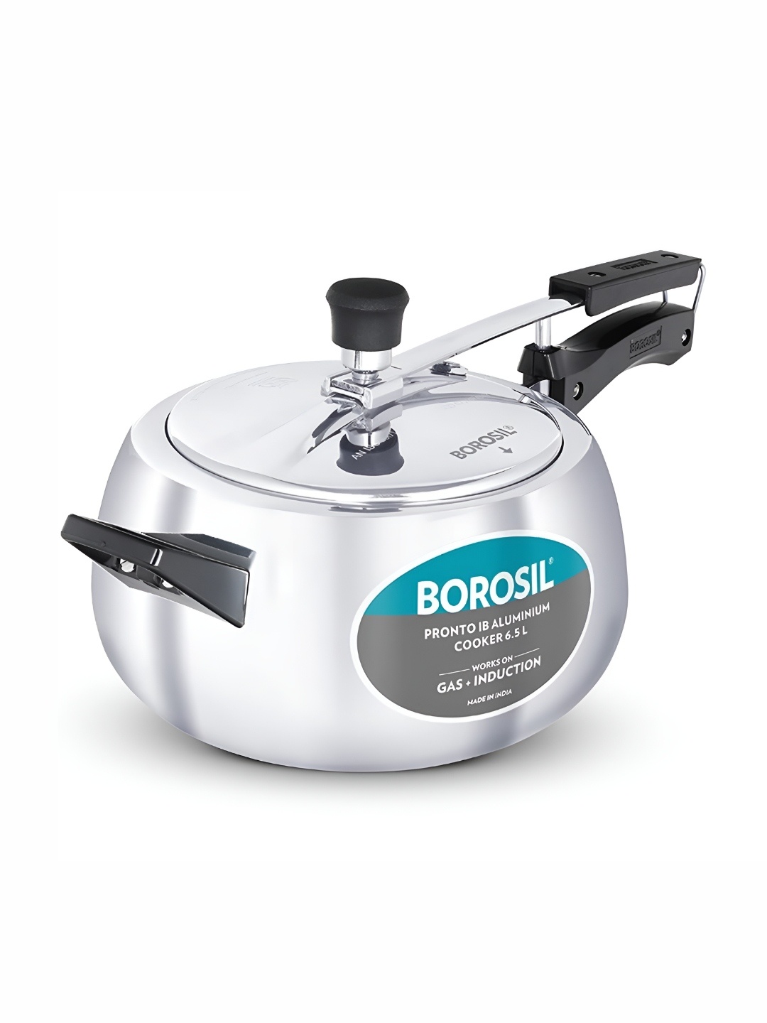 

BOROSIL Pronto Aluminium Induction Compatible Pressure Cooker- 6.5L, Steel