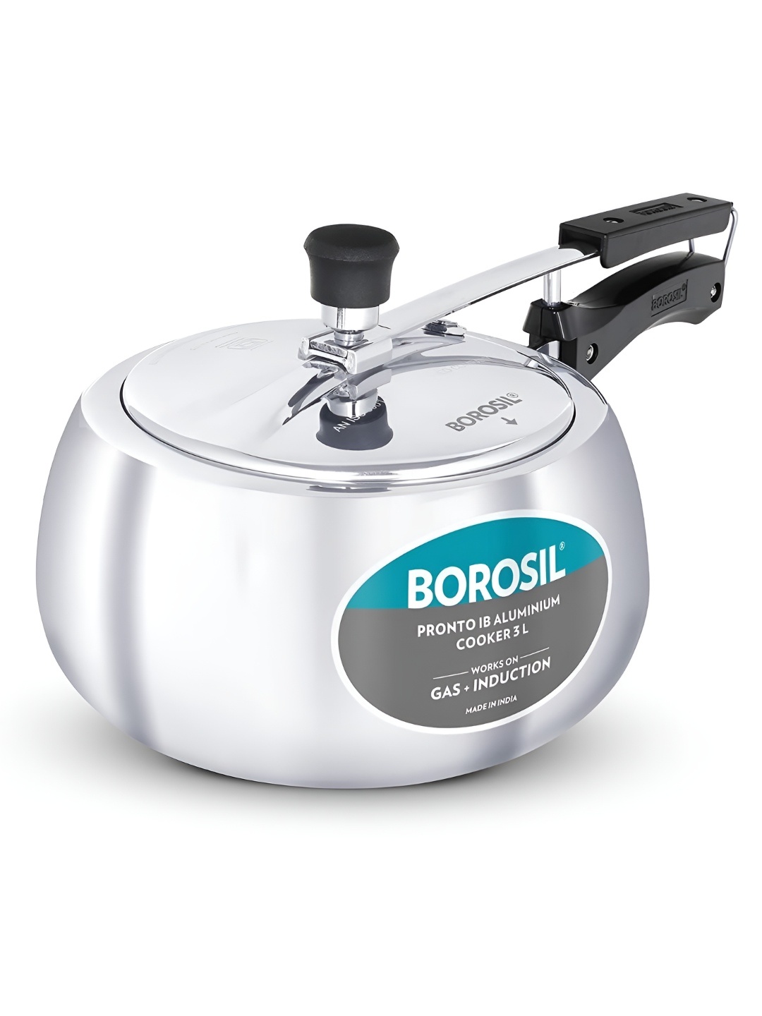 

BOROSIL Presto Aluminium Induction Base Inner Lid Pressure Cooker 3L, Steel