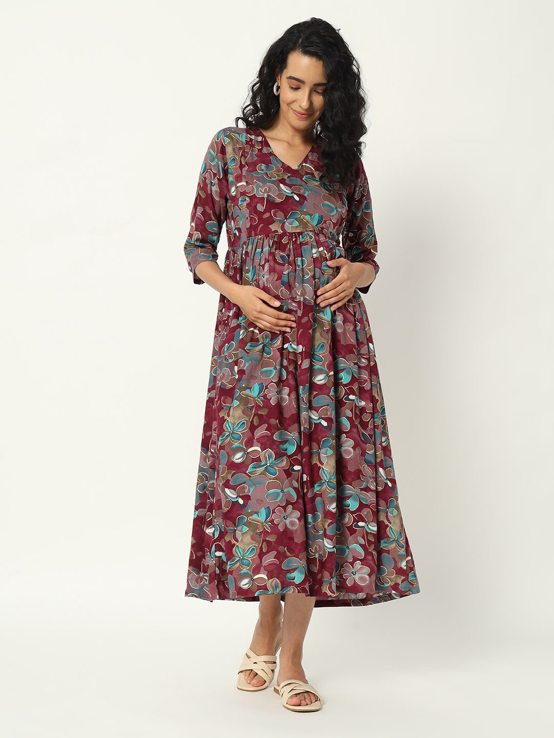 

mumzhug Printed Gown Ethnic Dress, Magenta