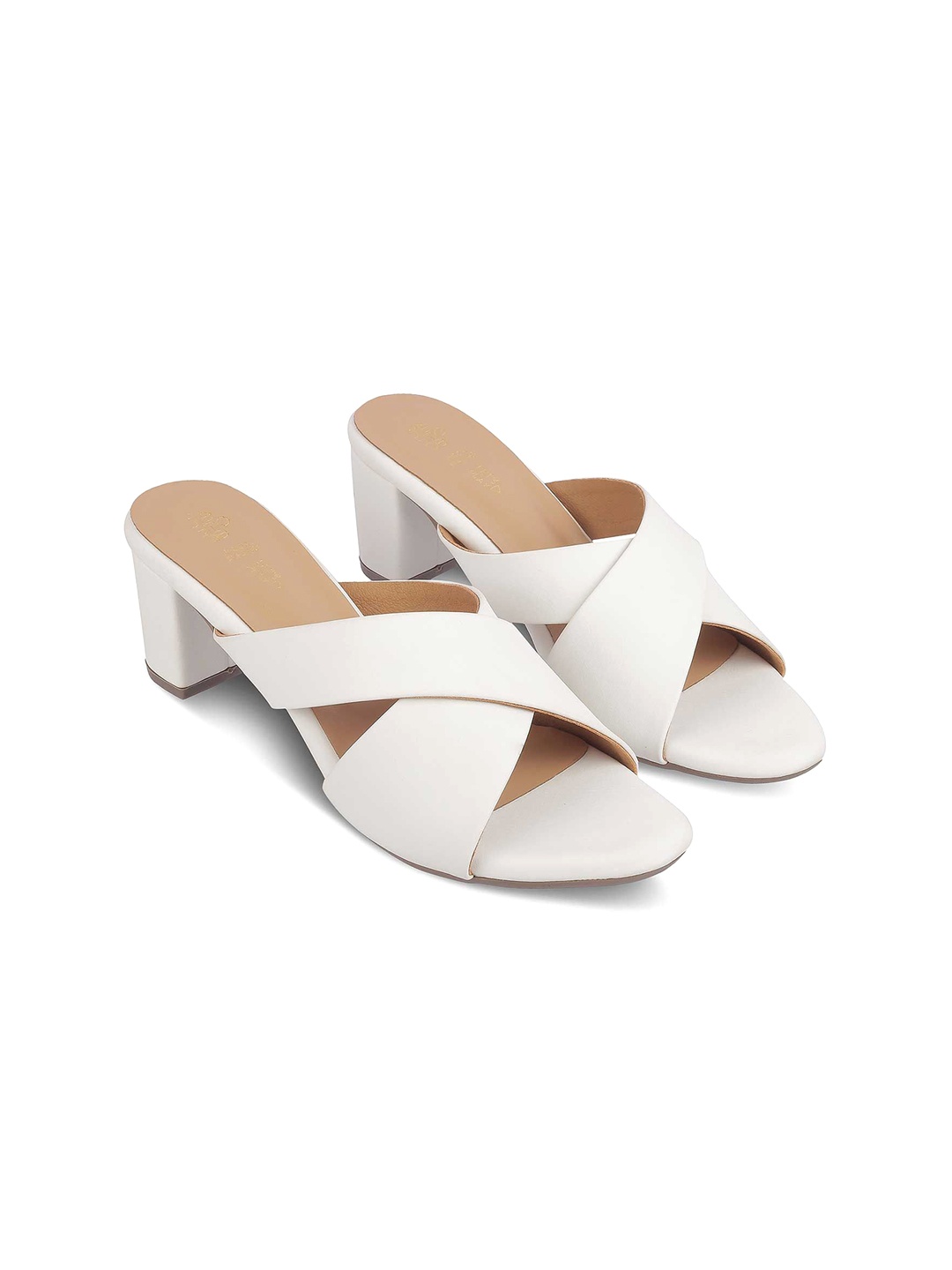 

Tresmode Synthetic Leather Block Heel Sandals, White