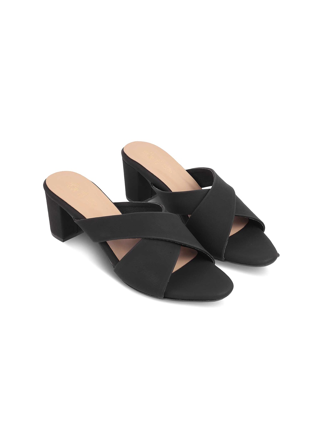 

Tresmode Synthetic Leather Block Heel Sandals, Black