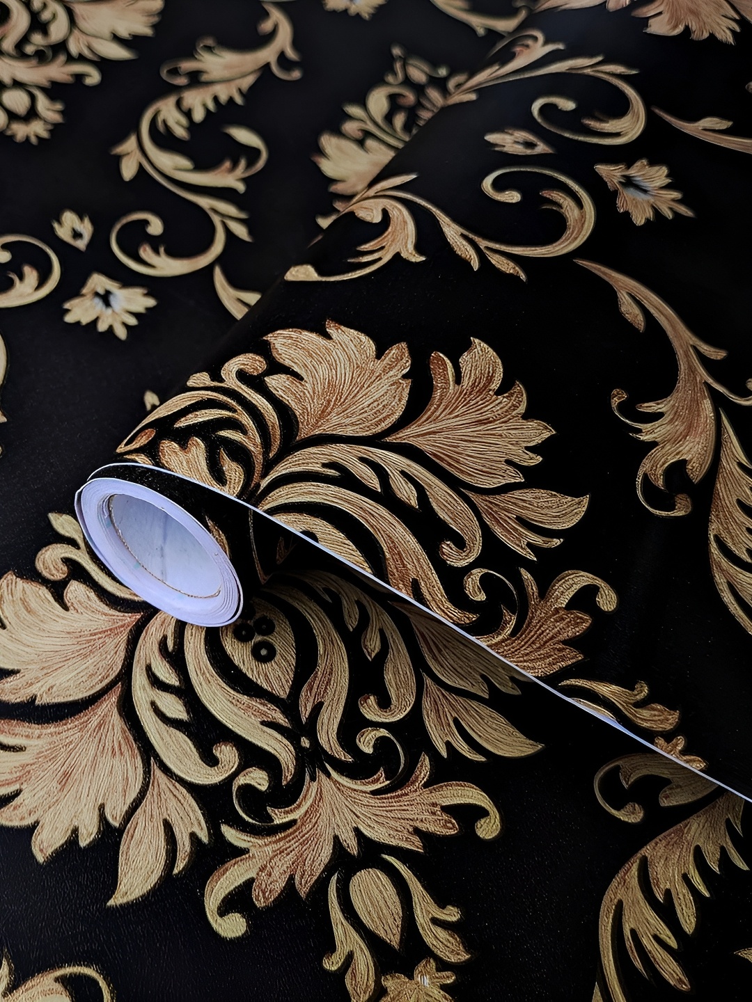 HOMEMATES Black & Beige Printed Self Adhesive Waterproof Wallpaper