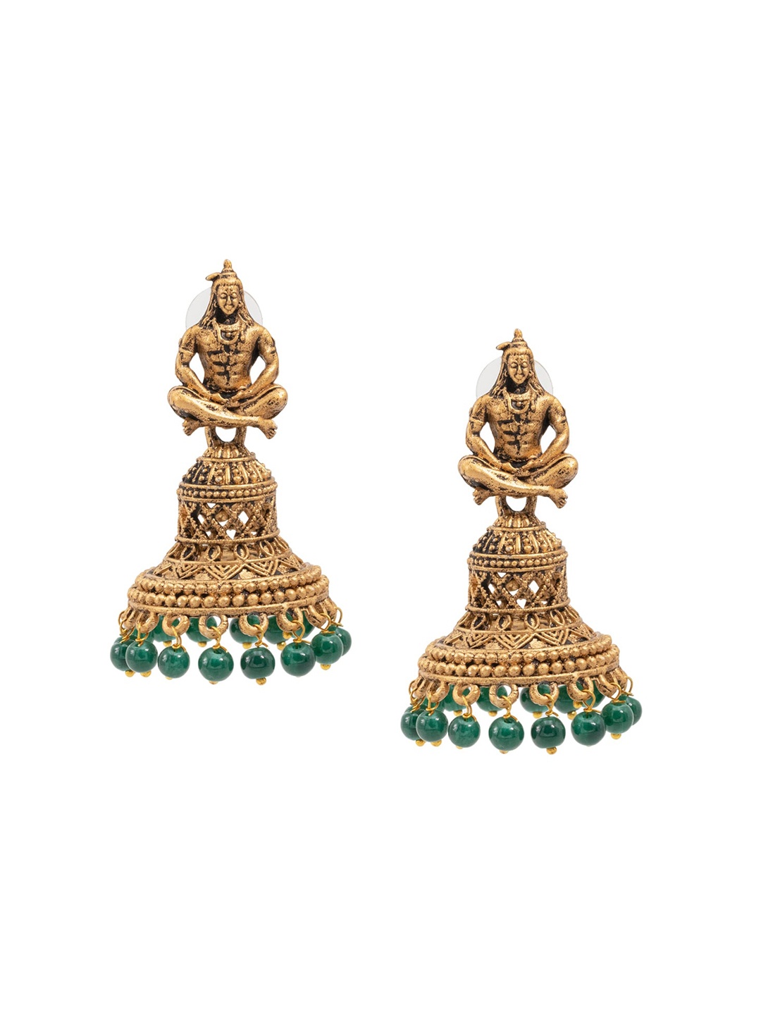 

Shining Jewel - By Shivansh Women Gold-Plated Contemporary Jhumkas Earrings 30 gms, Green