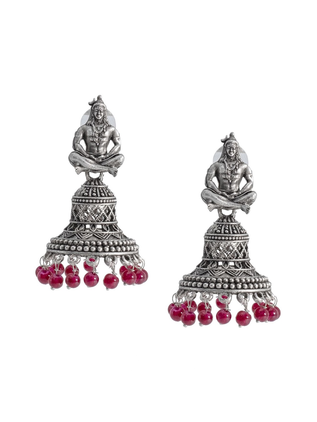 

Shining Jewel - By Shivansh Women Silver-Plated Contemporary Jhumkas Earrings 30 gms, Maroon