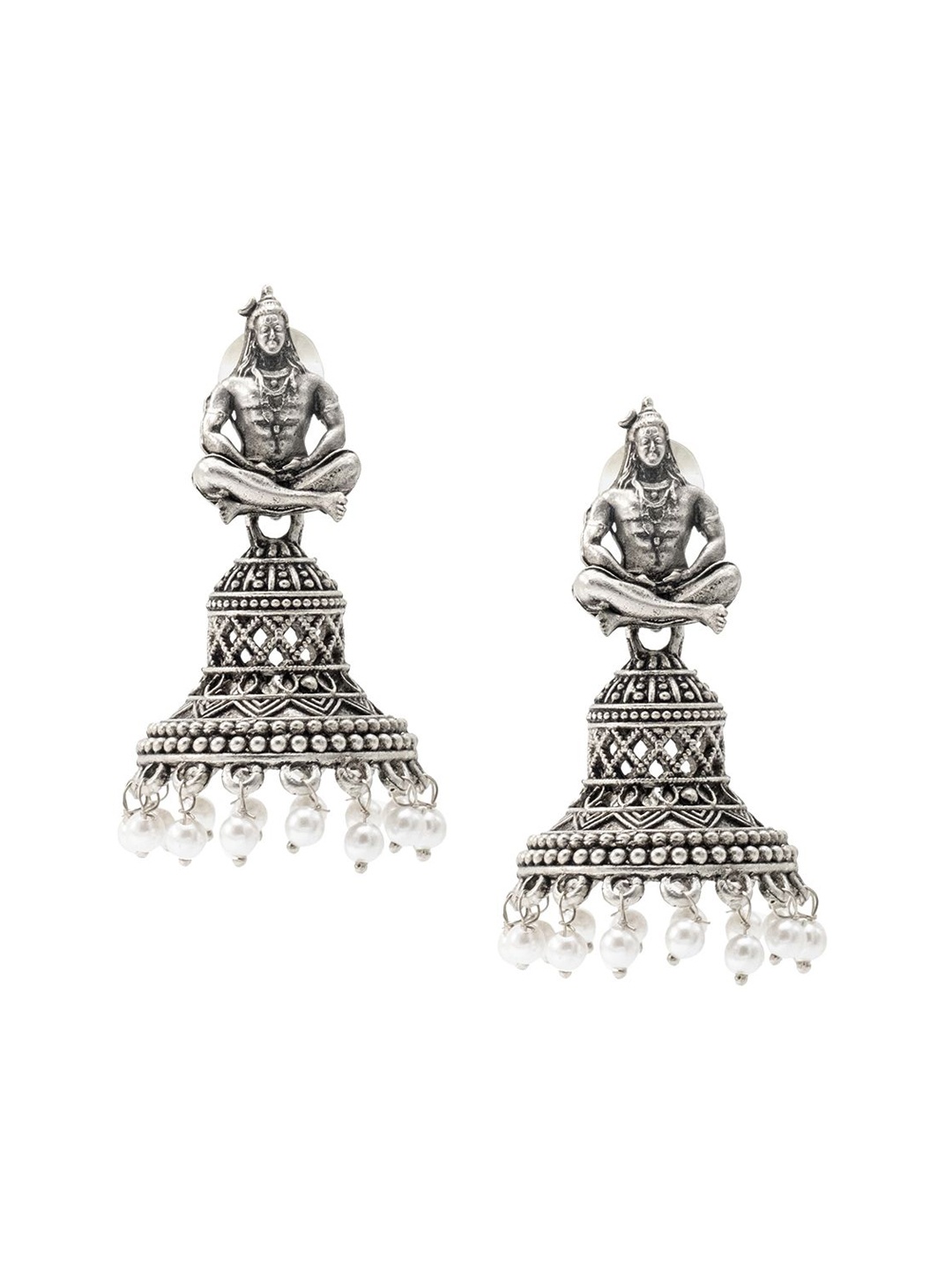 

Shining Jewel - By Shivansh Women Contemporary Jhumkas Earrings 30 gms, White