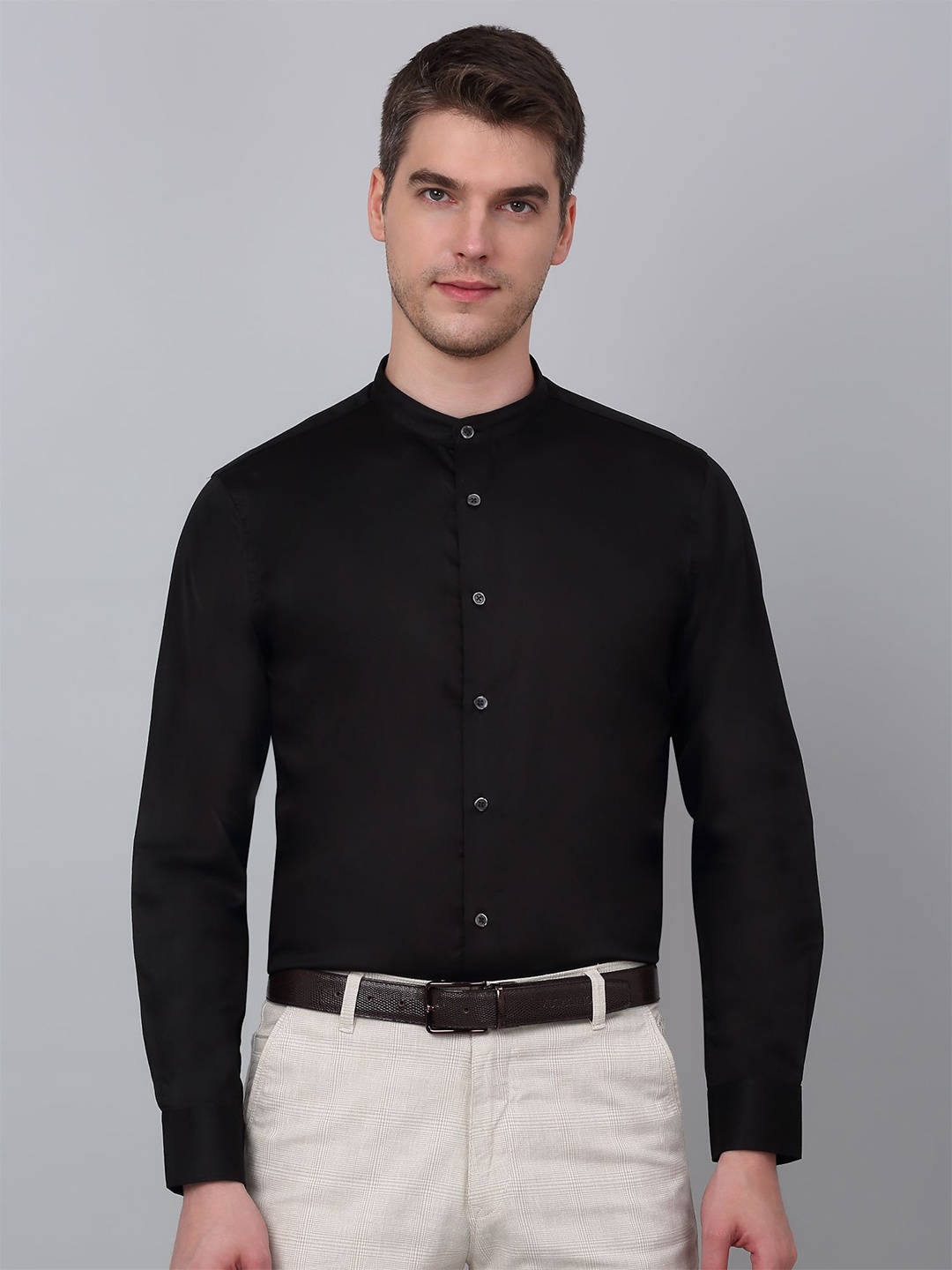 

Cantabil Men Solid Opaque Party Shirt, Black