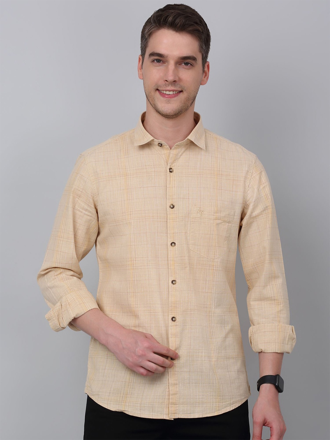 

Cantabil Men Opaque Casual Shirt, Beige