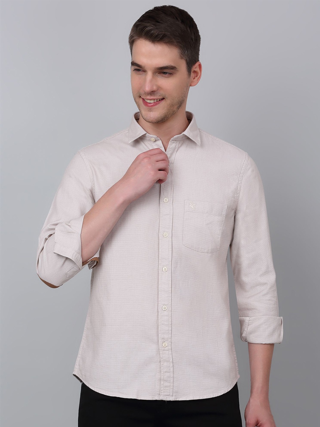 

Cantabil Men Solid Opaque Casual Shirt, Beige