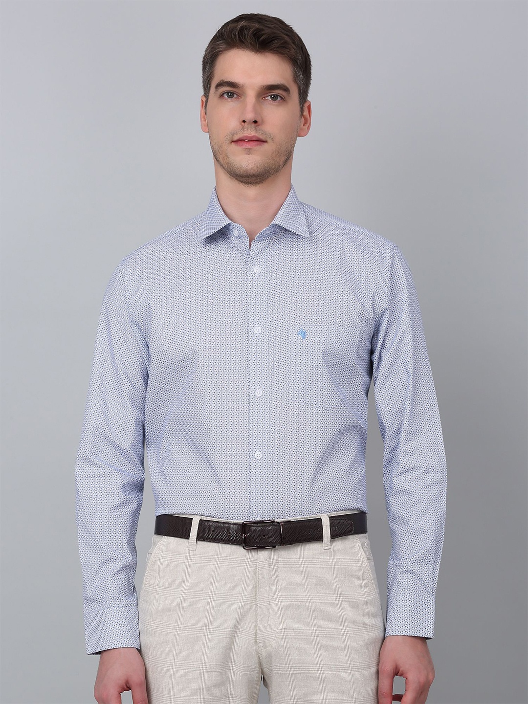 

Cantabil Men Micro Ditsy Printed Opaque Formal Shirt, Blue