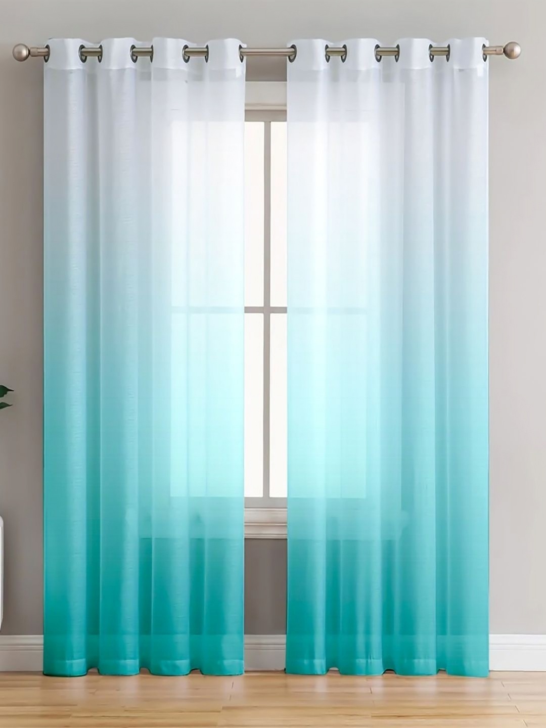 

HOMADORN Blue & White Set of 2 Sheer Door Curtain