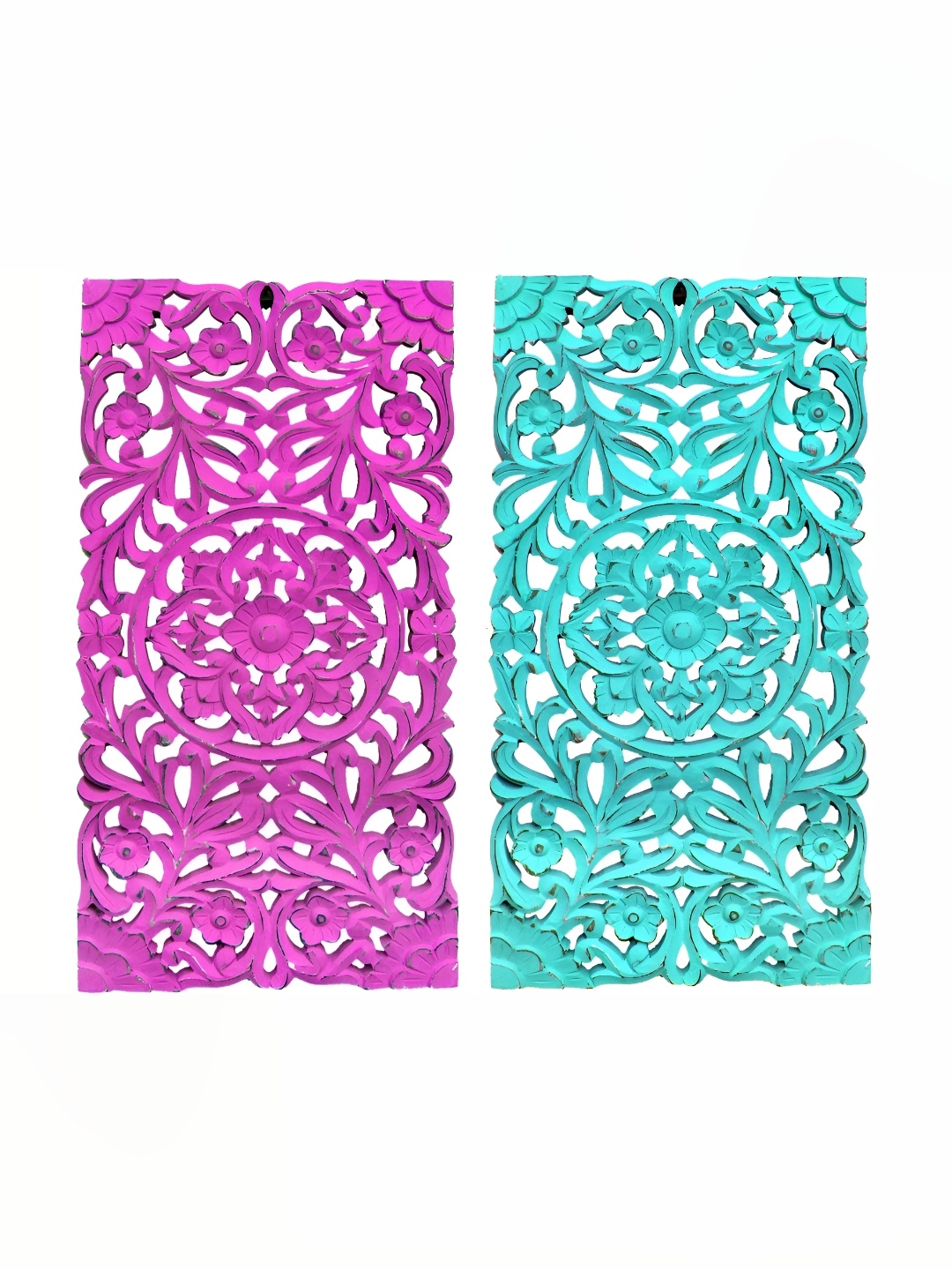 

VAS collection home Purple & Blue 2 Pieces Textured Wooden Wall Decor Plates