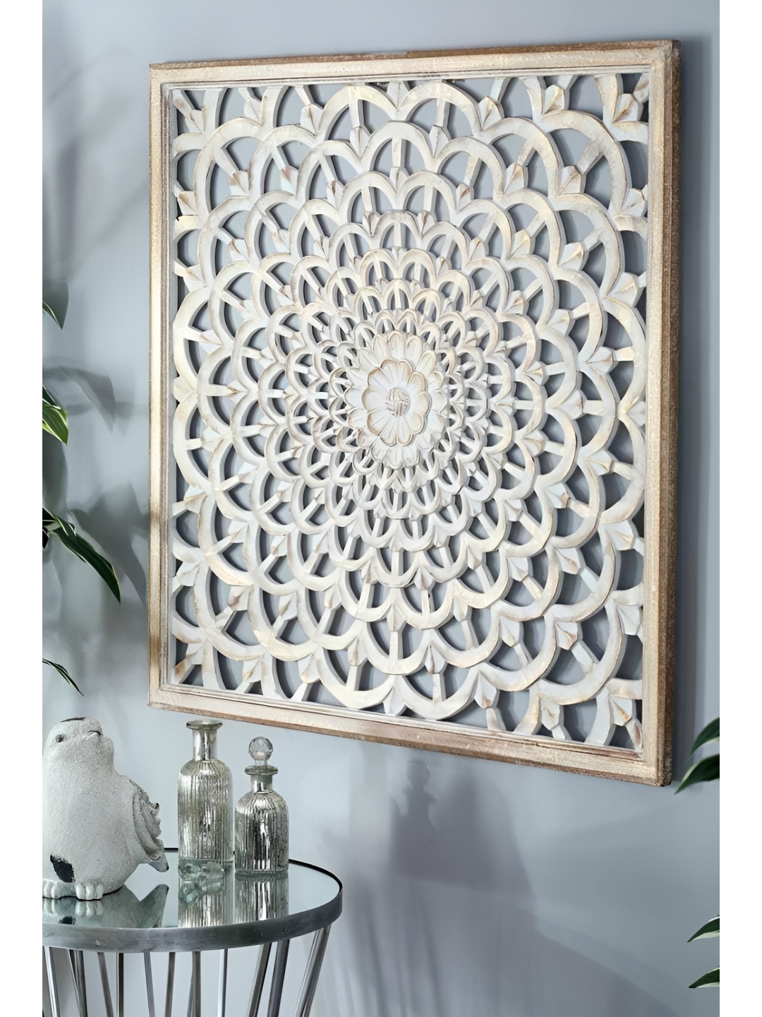 

VAS collection home Brown Self Designed Suare Shaped Wood Wall Decor