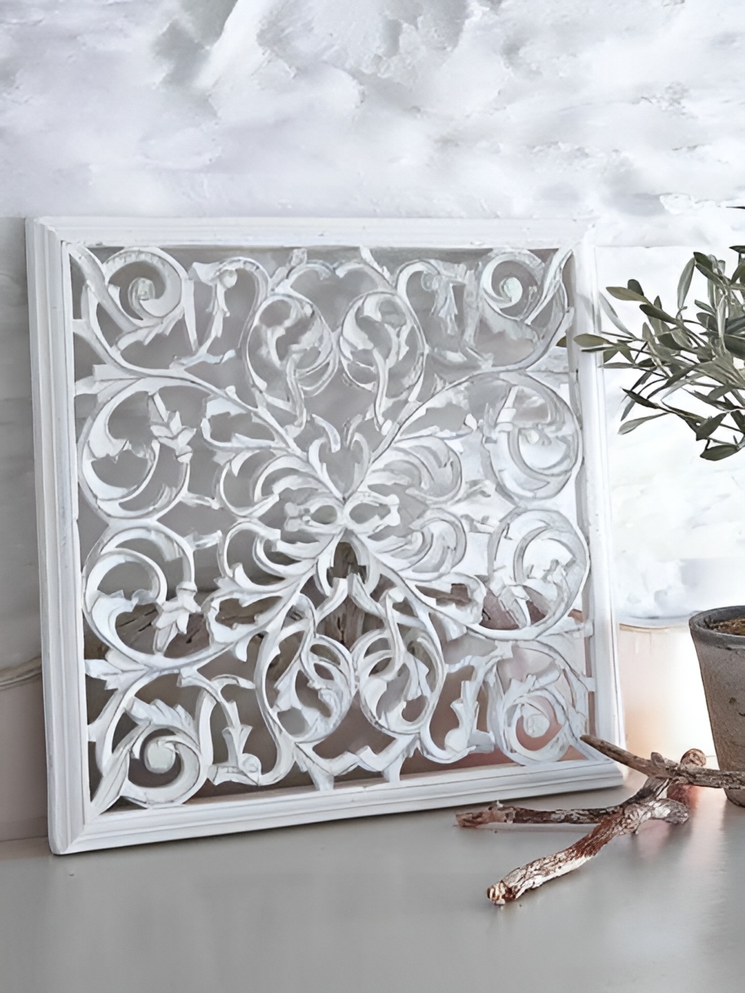 

VAS collection home White Textured Wooden Abstract Wall Decor