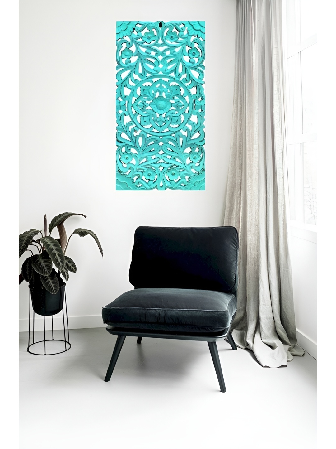 

VAS collection home Blue Textured Wooden Wall Hangings