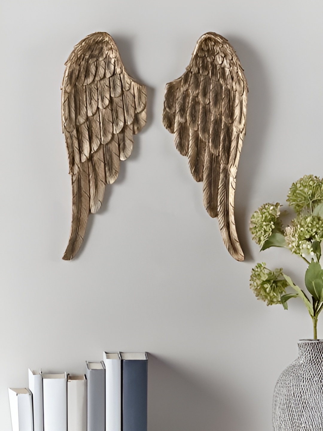 

VAS collection home Brown Textured Pair Of Wings Wooden Wall Decor