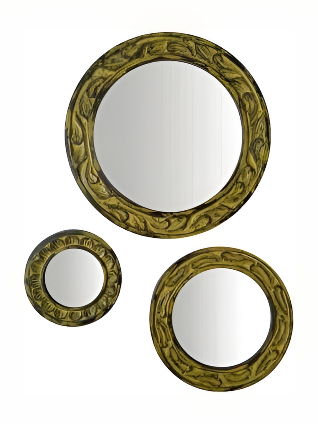 

VAS collection home Yellow 3 Pieces Textured Wooden Wall Plates