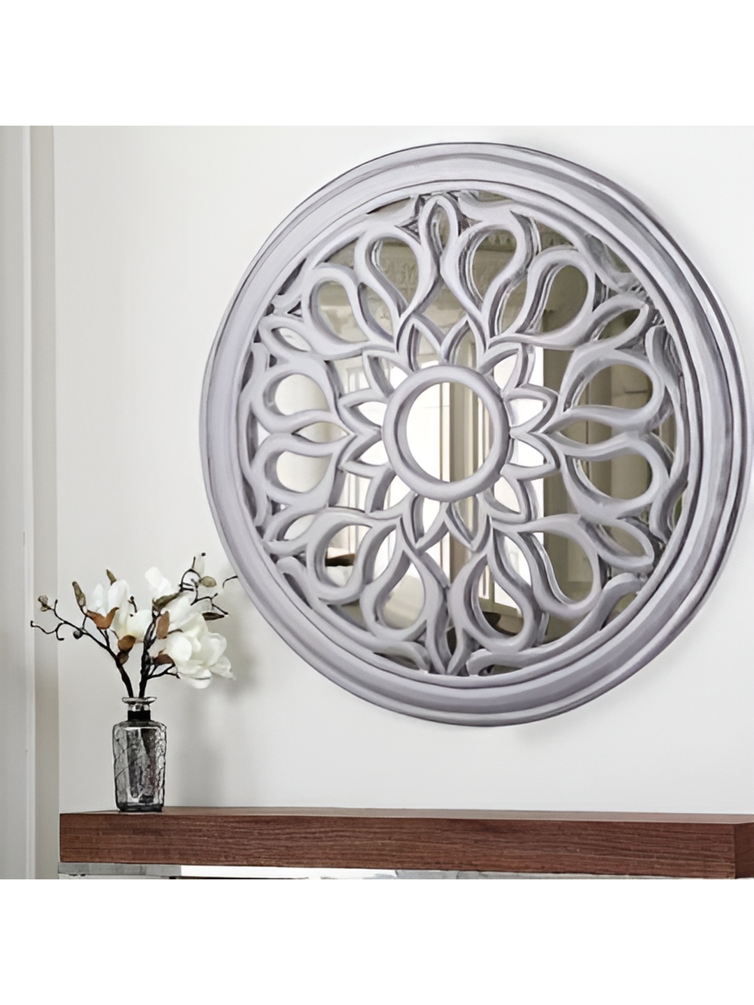 

VAS collection home Grey Textured Wooden Wall Hangings, Silver