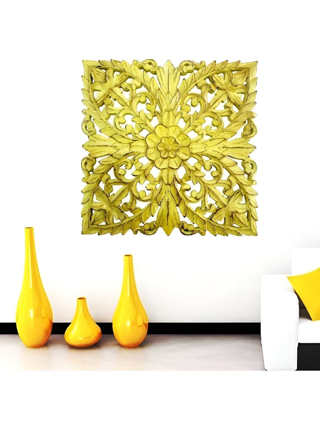 VAS collection home Yellow Textured Wooden Wall Decor