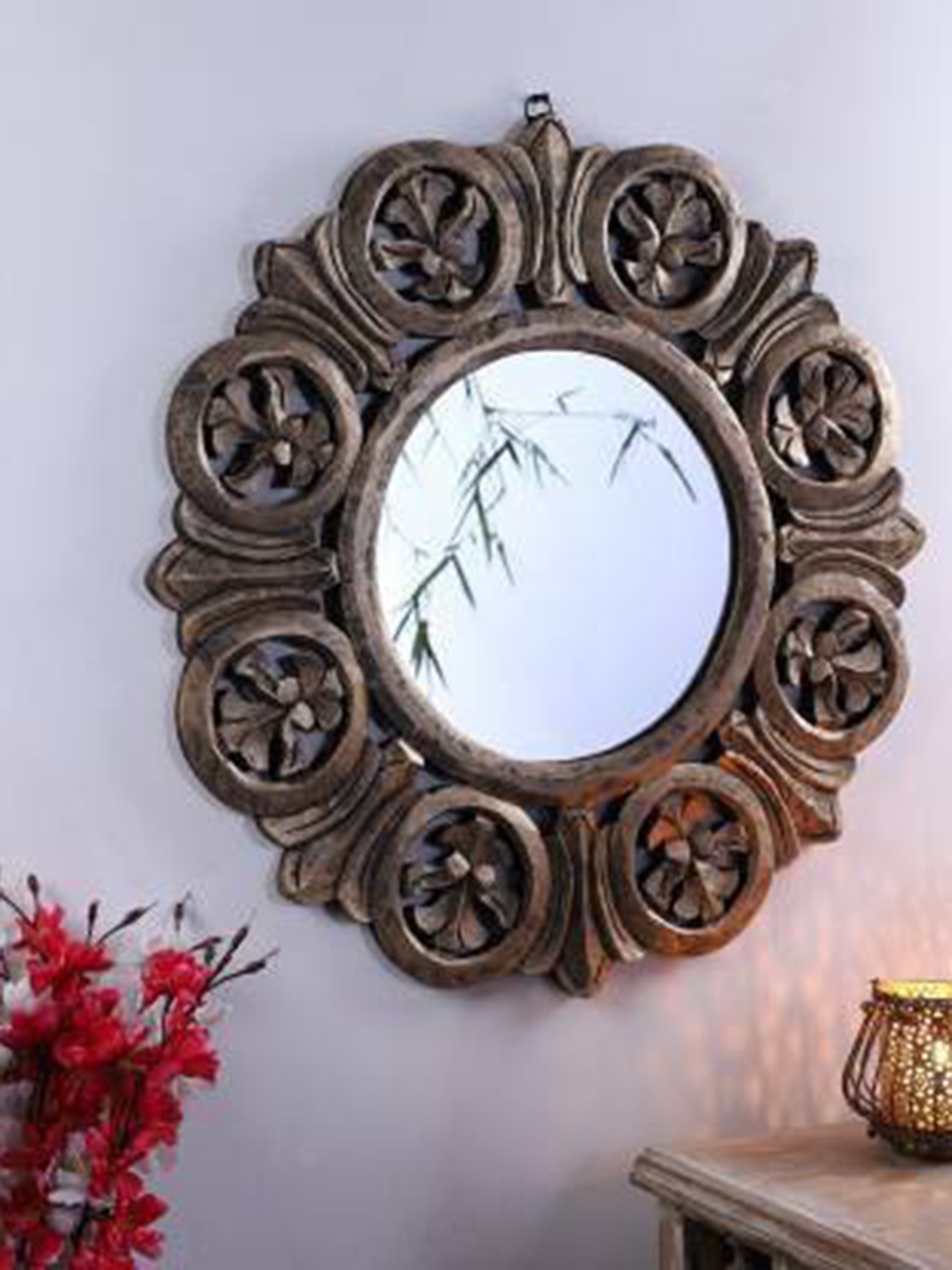 

VAS collection home Wooden Wall Mirror, Gold