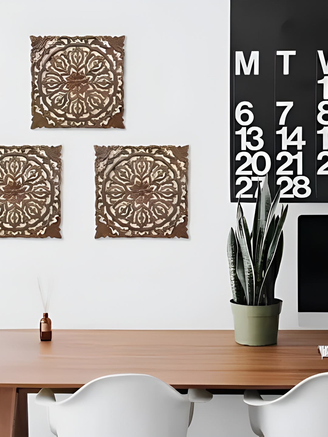VAS collection home Brown 3 Pieces Textured Wooden Wall Decor Plate
