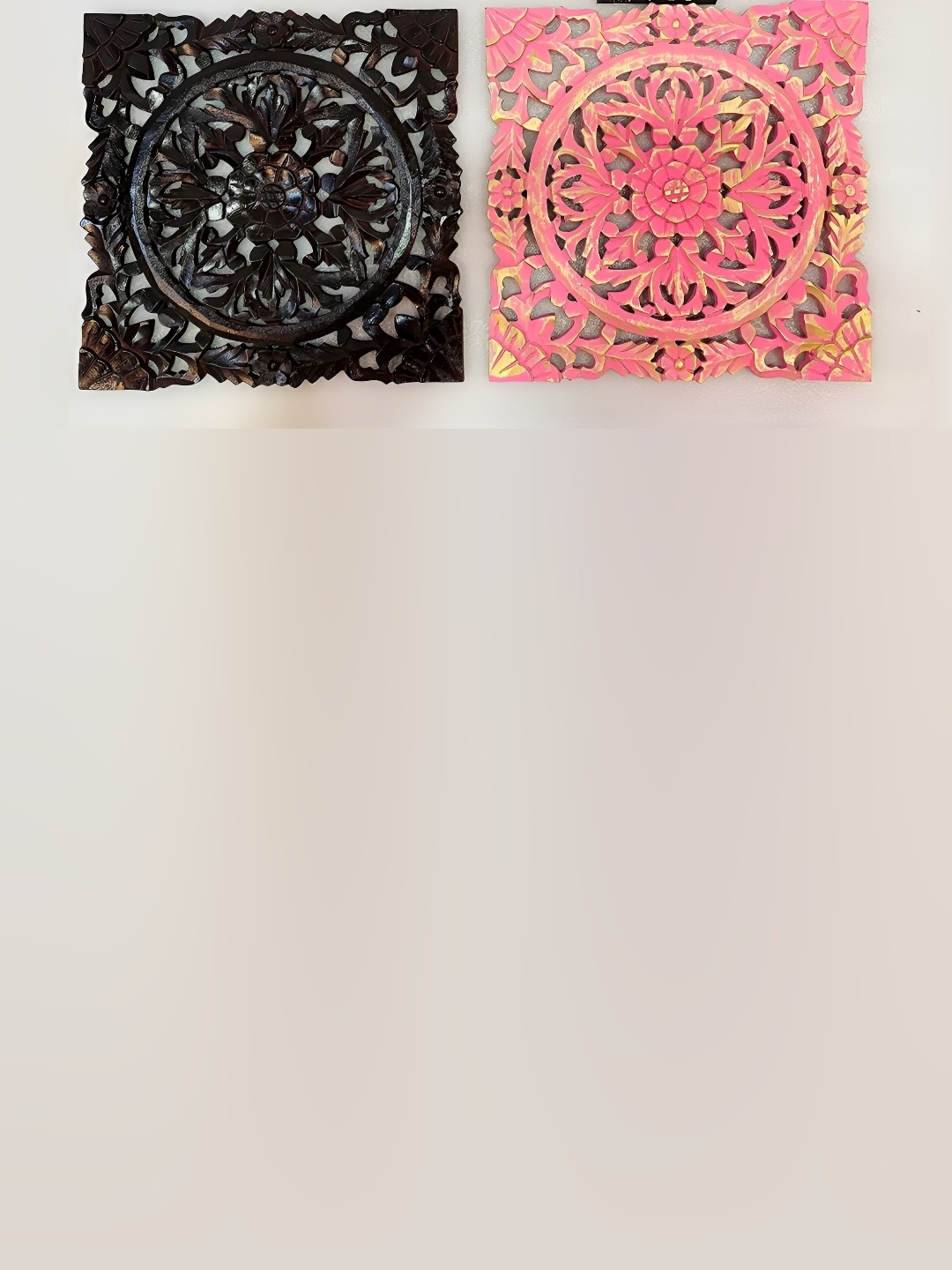 VAS collection home Pink & Brown 2 Pieces Textured Wooden Wall Decors