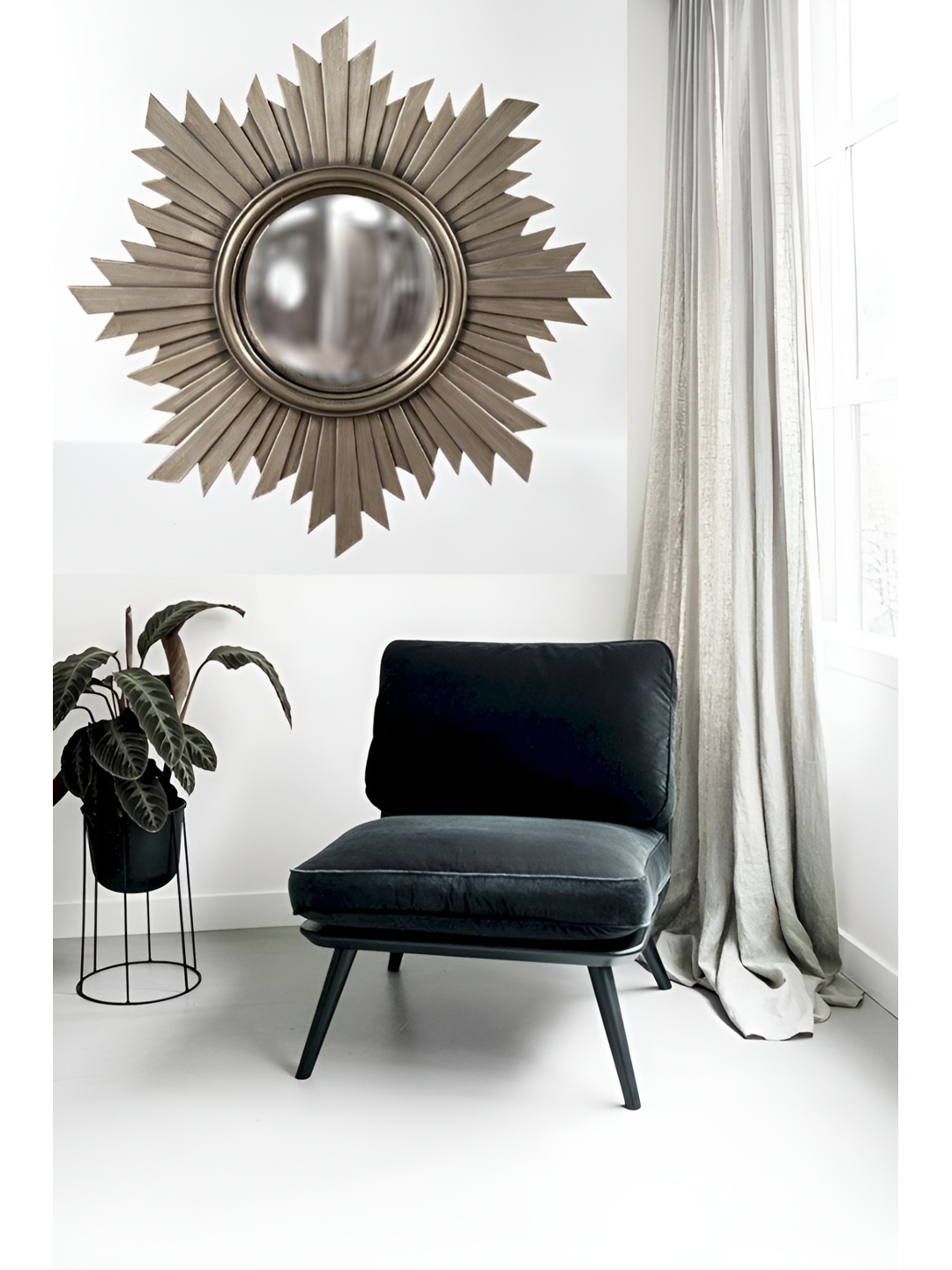 VAS collection home Grey Textured Wooden Wall Mirror