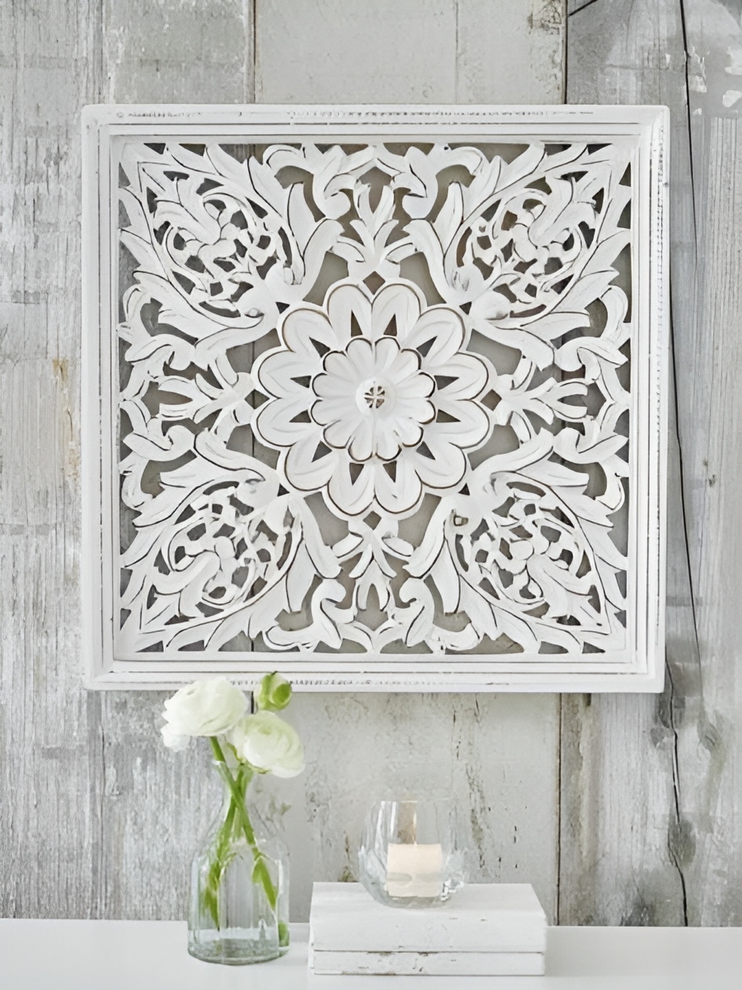 

VAS collection home White Textured Wooden Wall Decor Plate