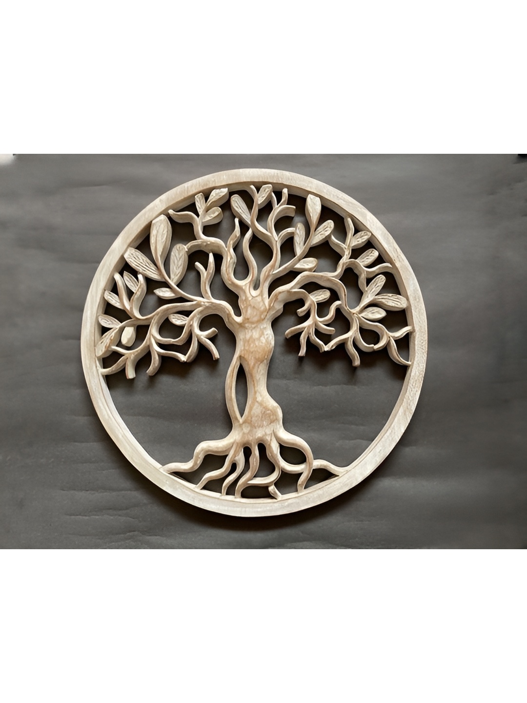 

VAS collection home White & Beige Textured Wooden Wall Decor Plate