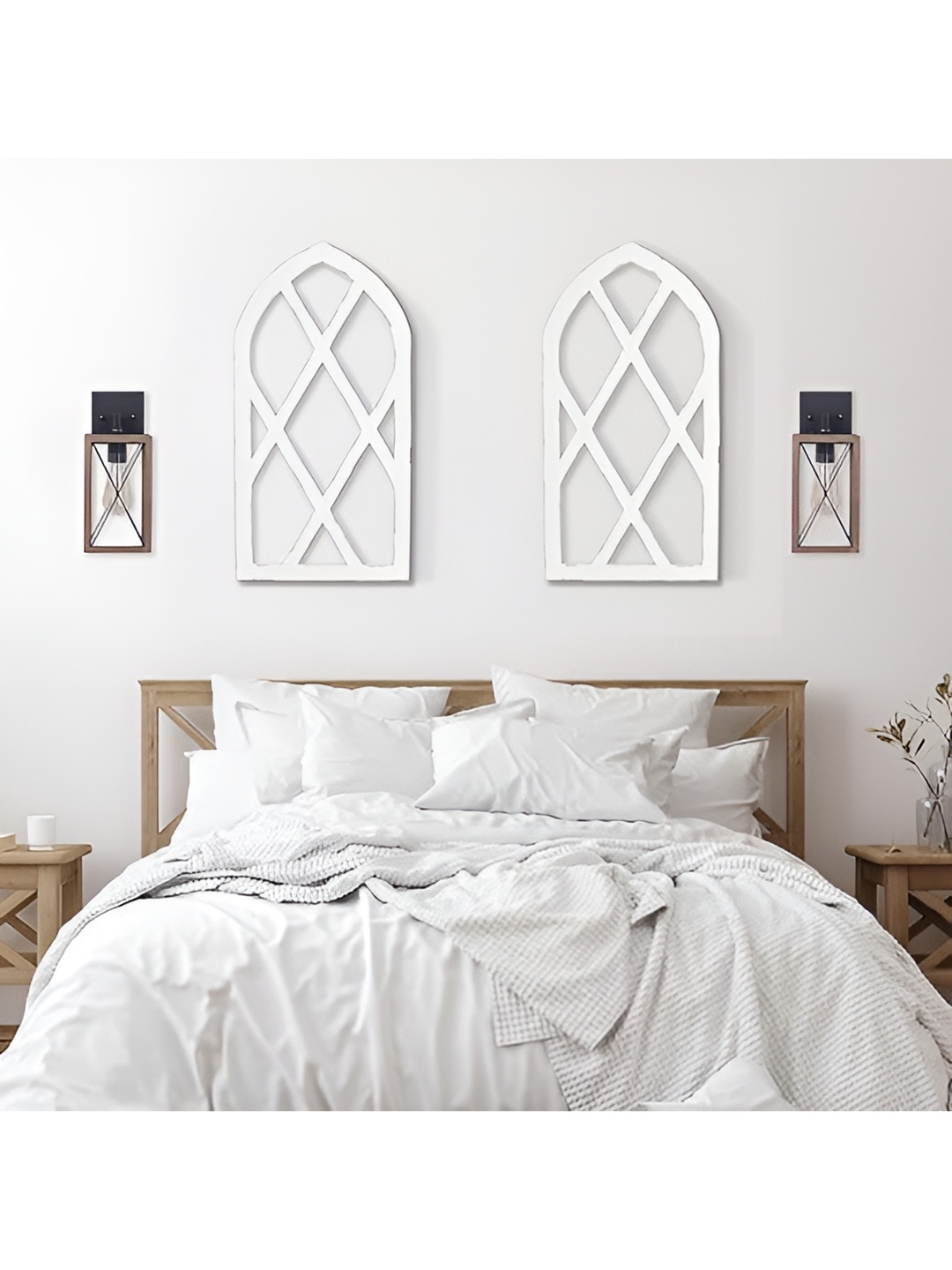 

VAS collection home Pack Of 2 Self Designed Wood Wall Decor Plates, Off white