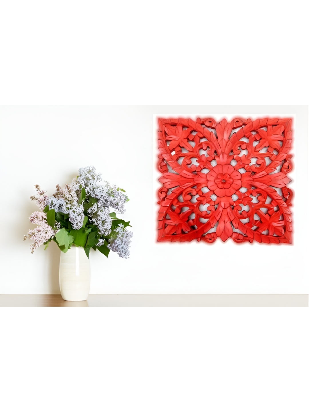 VAS collection home Red Textured Wooden Wall Decor