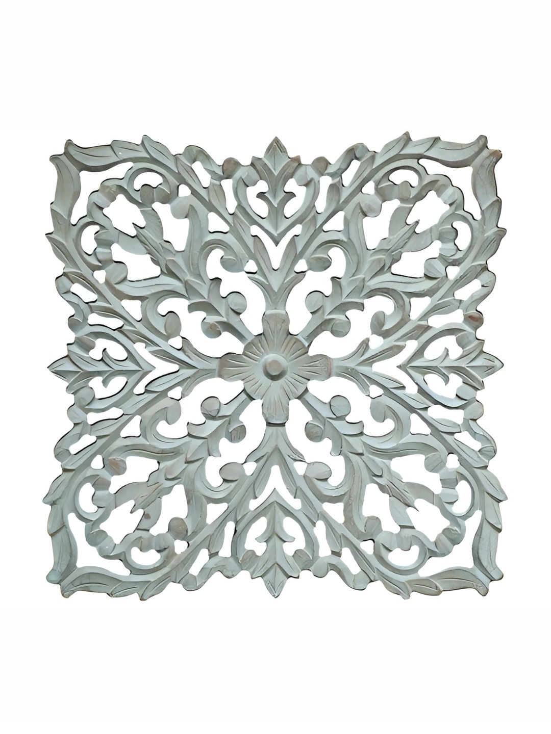 

VAS collection home Grey 2 Pieces Self Designed Suare Shaped Wood Wall Decor Plates