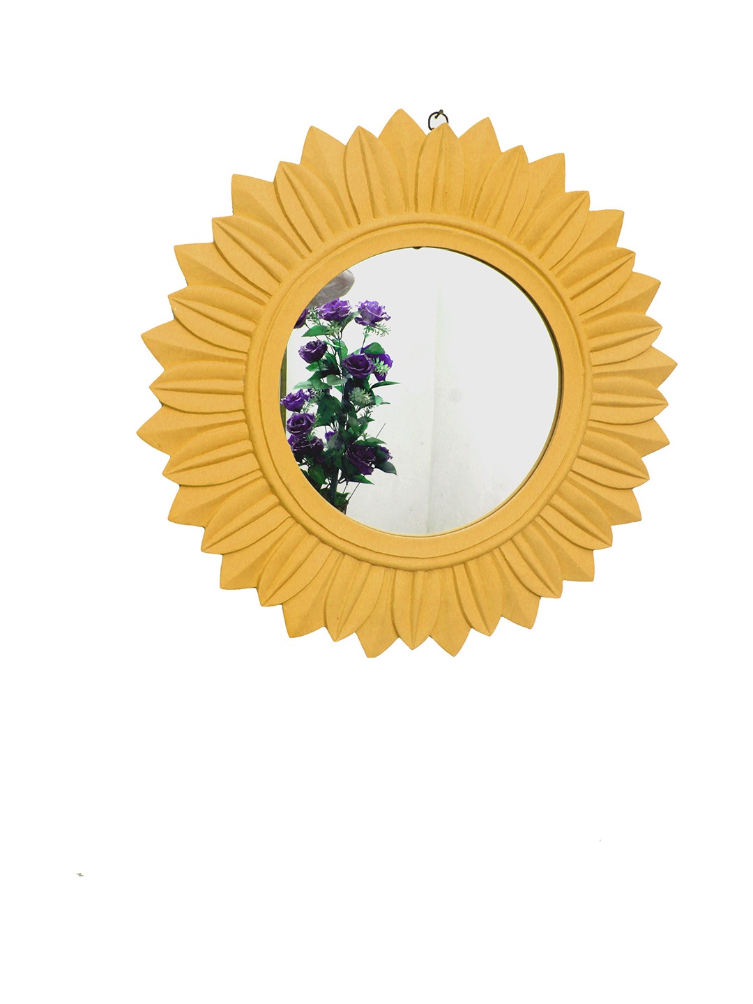 

VAS collection home Yellow Textured Wooden Wall Mirror