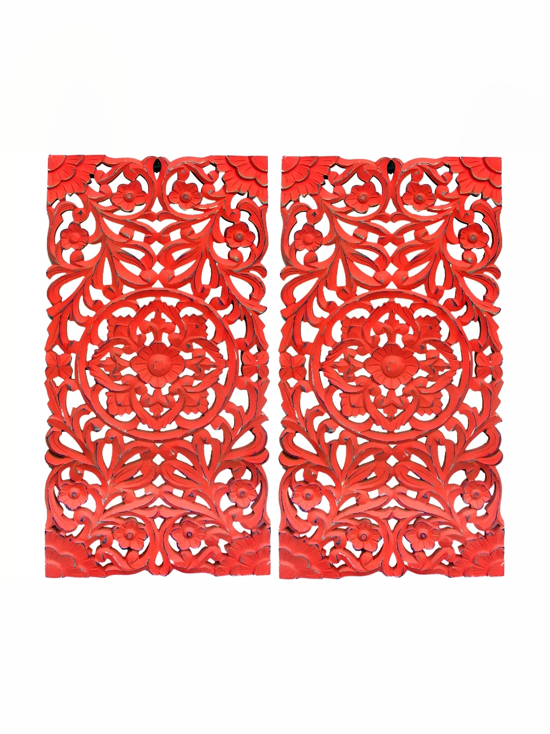 

VAS collection home Red 2 Pieces Textured Wooden Wall Decor