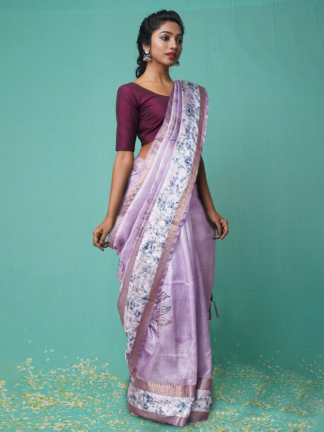 

Unnati Silks Ethnic Motifs Zari Pure Silk Handloom Kota Saree, Lavender
