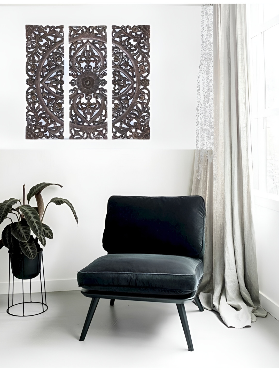 

VAS collection home Brown 3 Pieces Textured Wooden Wall Decors