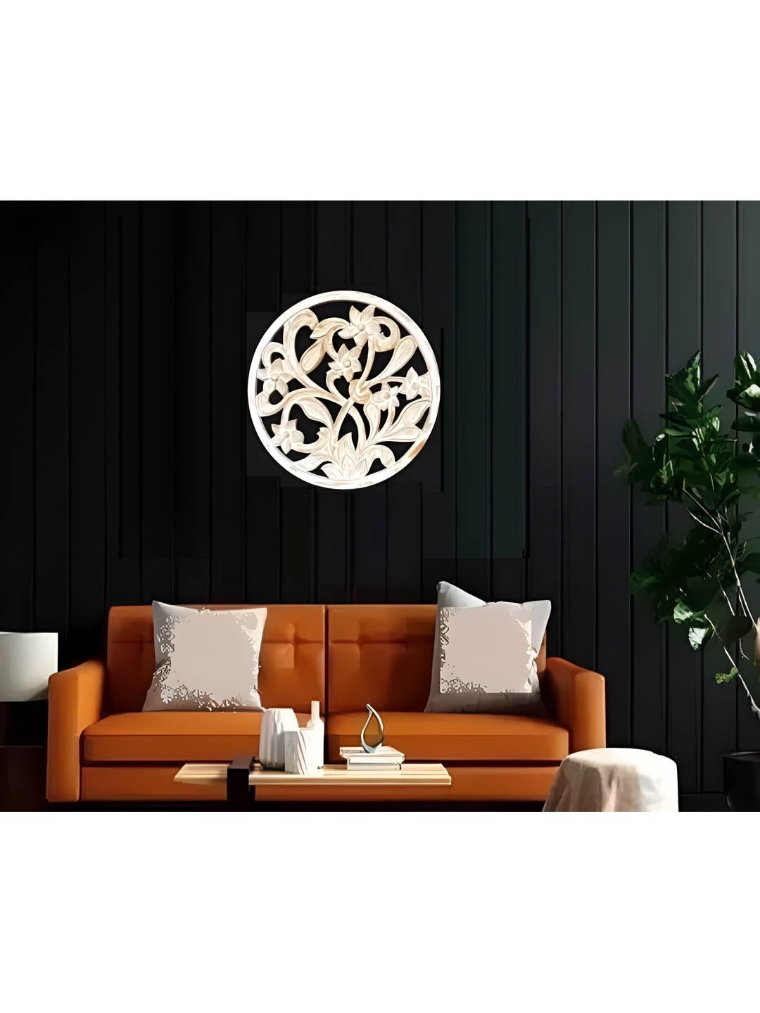 

VAS collection home White Textured Wooden Decor Wall Plate