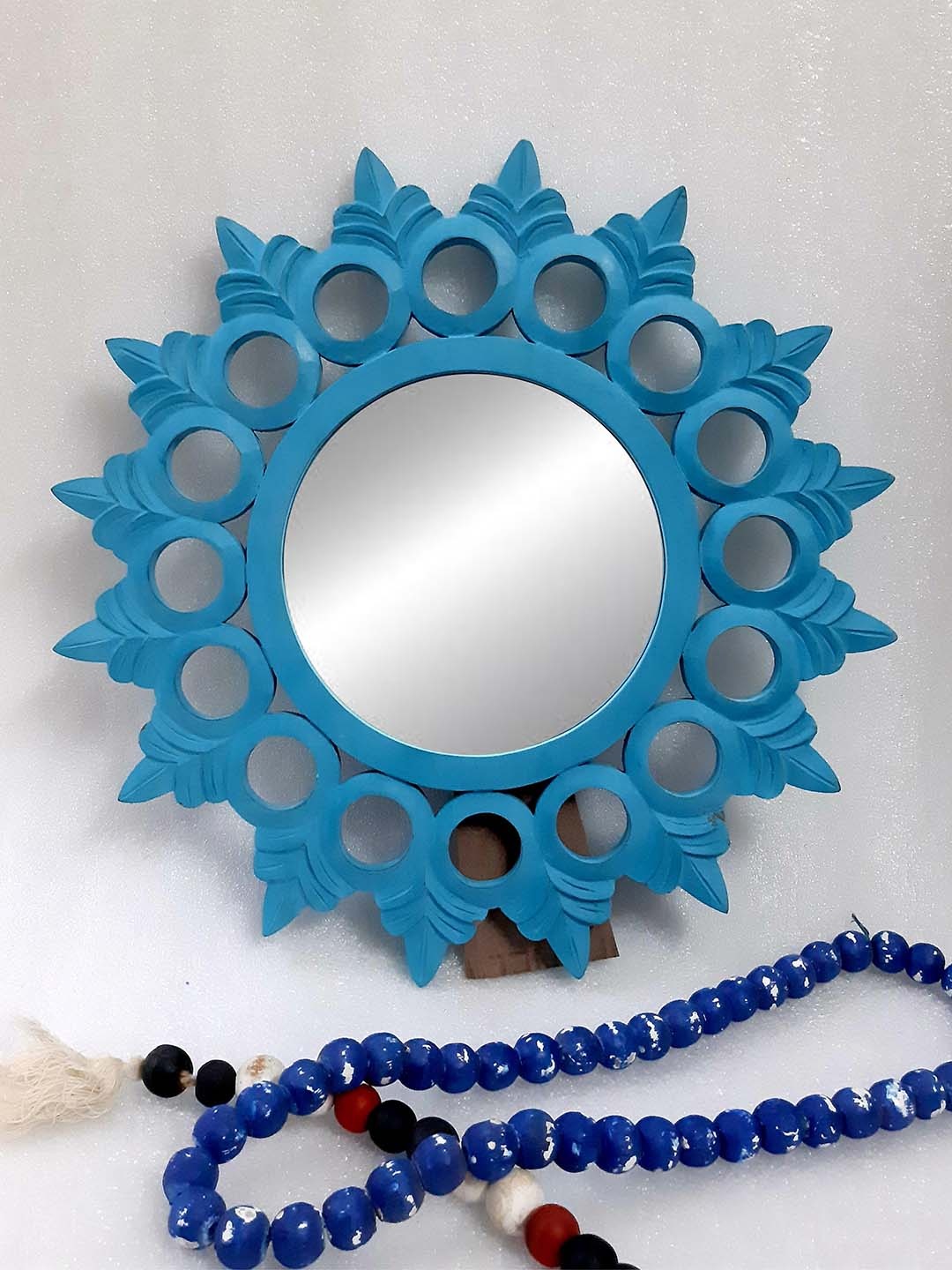 

VAS collection home Blue Round Framed Decorative Table Top Mirrors