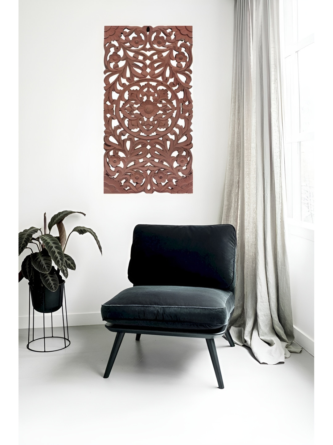 

VAS collection home Brown Textured Rectangle Shaped Wooden Wall Decor