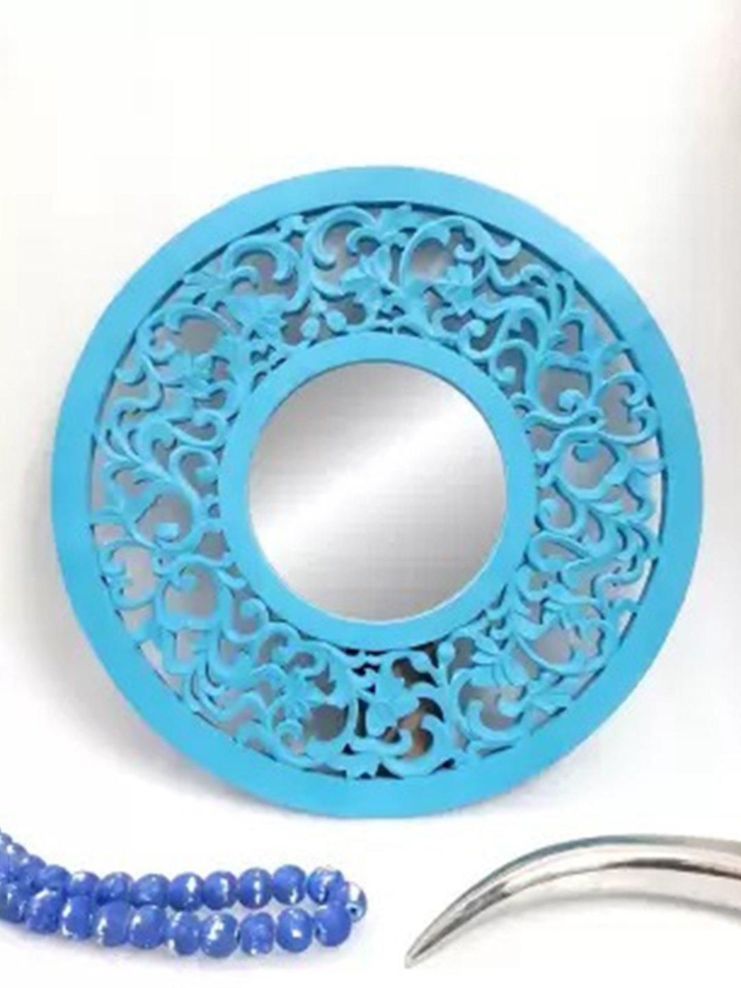 

VAS collection home Blue Textured Wooden Wall Mirror