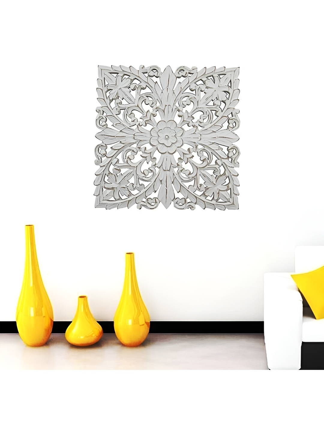 

VAS collection home White Textured Wooden Wall Hangings