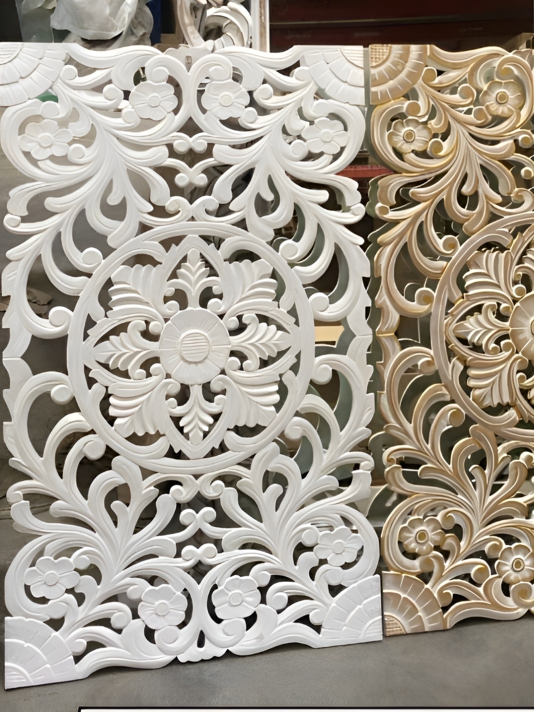 VAS collection home 2Pc White & Yellow Textured Wood Wall Hangings